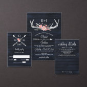 Navy Blush Blooming Antlers Land Chic Weddenschap Acryl Uitnodigingen (Personaliseer de collectie van deze zelfstandige maker.)