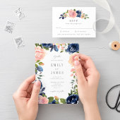 Navy Blush Wedding Menu Kaart #NBC