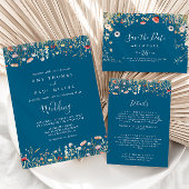 Navy Bliss Wildflower Alphabetical Seating Chart Poster