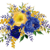 Blauwe gele goudkleurige Floral Brunch en Bubble Kaart