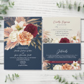 Burgundy Navy Blue Wedding Save The Date (Personaliseer de collectie van deze zelfstandige maker.)