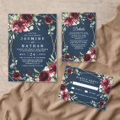 Navy Blue Burgundy Blush en Gold Wedding Programs (Personaliseer de collectie van deze zelfstandige maker.)