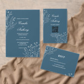 Navy Corner Floral Boho Bruiloft Zitkaarten Kaart (Personaliseer de collectie van deze zelfstandige maker.)