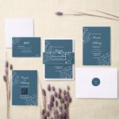 Navy Corner Floral Boho Bruiloft Zitkaarten Kaart (Personaliseer de collectie van deze zelfstandige maker.)