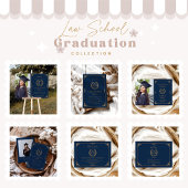 Foto Navy Gold Elegant Law School Afstuderen Aankondiging