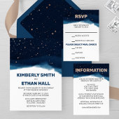 Navy Ombre Sky met bronzen sterren bruiloft RSVP K