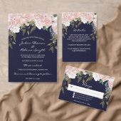 Marine roze bruiloft details informatiekaart informatiekaartje (Personaliseer de collectie van deze zelfstandige maker.)