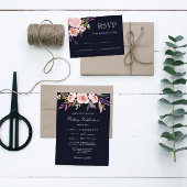 Roze Navy Waterverf Pioenrozen Bruiloft Dank u Ronde Sticker