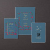 Navy Red Gold Floral Border Bruiloft Save The Date Kaart (Personaliseer de collectie van deze zelfstandige maker.)