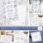 Handgetekende Navy Blue Whimsical Vrijgezellenfees Servet