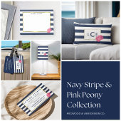 Navy Stripe & Roze Pioen Monogram Badmat