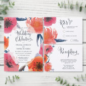 Navy Waterverf Bloemenbruiloft Menu Kaarten (Personaliseer de collectie van deze zelfstandige maker.)