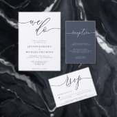 Marine en Wit Formele Eenvoudige Liefde Bruiloft Notitieboek (Personaliseer de collectie van deze zelfstandige maker.)