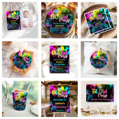 Glow Neon Lights Verjaardagsfeest Dankjewel Card Kaart