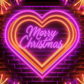 Neon Merry Christmas Love Heart Stropdas