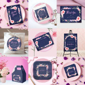 Roze bloemige & neon bruidsfeest weergave Douche Informatiekaartje