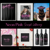 Tafelnummer Neon Roze Script Graduation Party