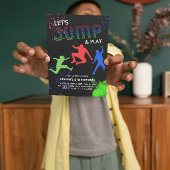 Neon Kinder Trampolinepark Verjaardagsfeest Kaart