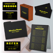 Moderne Neon Yellow Black Referral Kaarten Visitekaartje