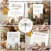 Neutral Bearly Wait Teddy Bear Baby shower Blank Bedankkaart