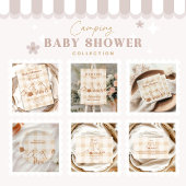 Neutral Camping Baby shower Diapper Raffle Informatiekaartje