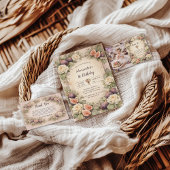 Photo Neutral Fig Floral 1st Birthday Bedankkaart