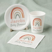 Neutral Rainbow Dank je wel Baby shower Cadeaulabel