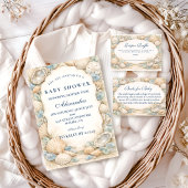 Neutral Seaside Shells Baby Shower Kaart