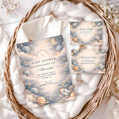 Neutral Space Stars Baby Shower Informatiekaartje