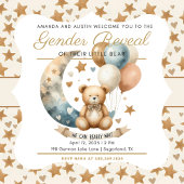 Neutrale Teddy Gender Reveal - Uitnodiging