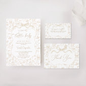 Neutral Bow Baby shower Dank je kaart