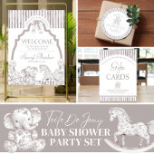 Neutral Toile Baby shower Welkomstbord Poster