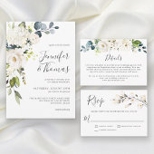 White Roses and Hydrangeas Floral Save the Date