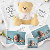 Modern Script Turquoise Baby shower Floral Kaart