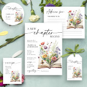 New Chapter Begins Floral Book Bridal Shower Ronde Sticker