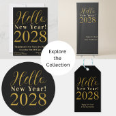 Oudejaarsavond Party Zwart Echt Goud Folie Uitnodiging