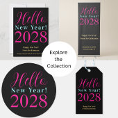 Oud en Nieuw-feest Zwart Heet Roze Ronde Sticker