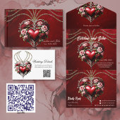 Edel gotisch hart met bloemen. all in one uitnodiging