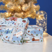 Whimsical Scandi Hygge Christmas Village Pastel Tissuepapier (Personaliseer de collectie van deze zelfstandige maker.)