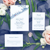 Elegant Navy Blue Script Names Wedding Uitnodigingen Wikkel
