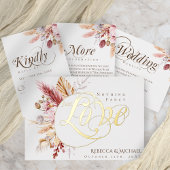 Boho Wildflower Pampas Grass Wedding Papieren Bordje