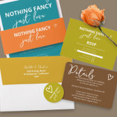 Niets Fancy Gewoon Liefde Groovy Retro 70s Bruilof Kaart