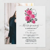 Purple Floral BSN Nursing Graduation Invitation |  Kaart