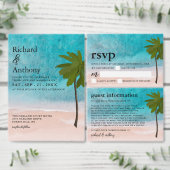 Ocean Beach Palm Tree bruiloft Kaart (Personaliseer de collectie van deze zelfstandige maker.)