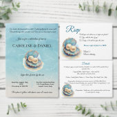 Strandbruiloft parels Shell Elegant Ocean Theme RSVP Kaartje (Personaliseer de collectie van deze zelfstandige maker.)