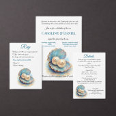 Strandbruiloft parels Shell Elegant Ocean Theme Kaart (Personaliseer de collectie van deze zelfstandige maker.)