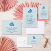 Ocean Zee Turtle, Zee Blue Beach Wedding Bedankkaart (Personaliseer de collectie van deze zelfstandige maker.)