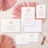 Ocean Zee Turtle, Soft Coral Beach Wedding Informatiekaartje (Personaliseer de collectie van deze zelfstandige maker.)