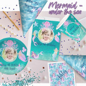 Zeemeermin onder het zee waterverf oceaan kinder p kaart