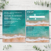 Ocean Wave, Beach Wedding Save the Date Magneet (Personaliseer de collectie van deze zelfstandige maker.)